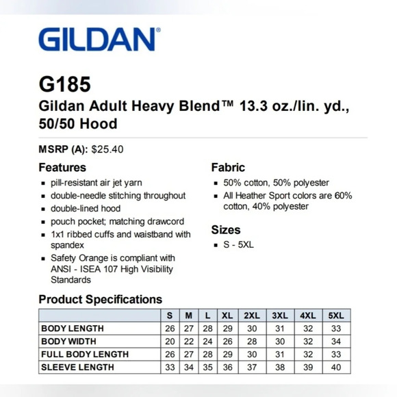 Gildan 18500 Heavy Blend Pullover Hoodie - Picture 8 of 8